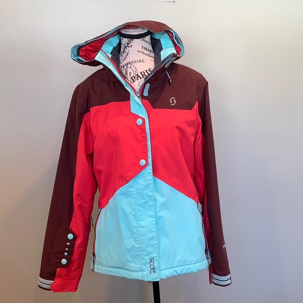 Scott Women's Size 4-6 Small Red and Turquoise Blue Ski Snowboard Winter Jacket